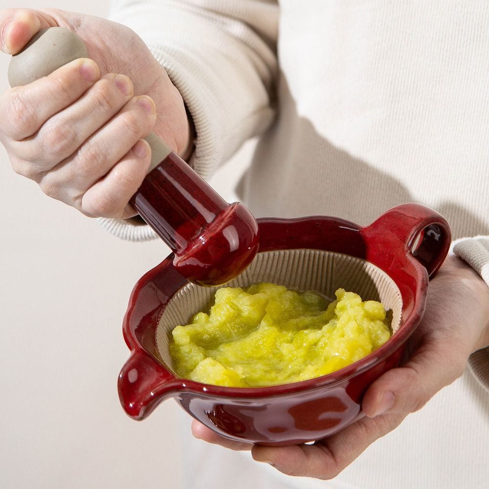Baby Food Grinding Bowl - Mangkuk Penggiling Keramik Manual dengan Gagang