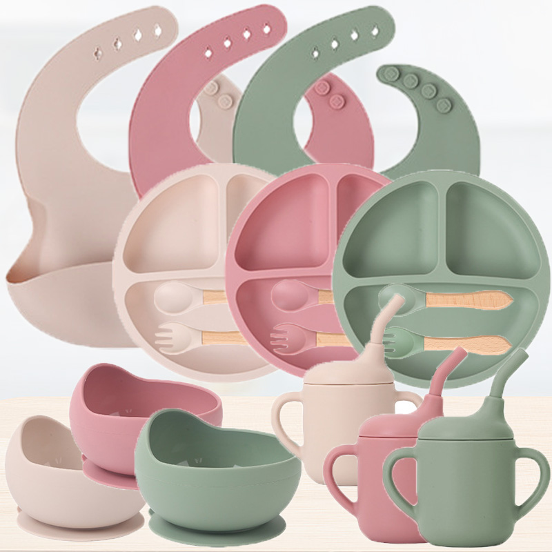 Baby Food Set - Set peralatan makan silikon anak-anak, Set